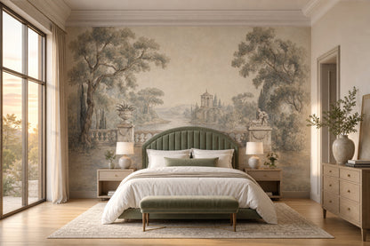 Classical Landscape Wallpaper Antique Fresco Roman Temple Pavilion Wall Mural