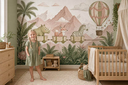 Hot Air Balloon Wallpaper Striped Balloon Removable Wall Decor