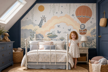 White Background Wallpaper Hot Air Balloon Wallpaper Wall Mural