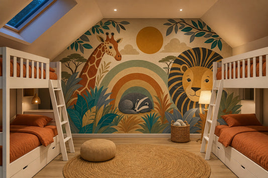 Nursery Wall Mural Wallpaper Safari Rainbow Arches Wall Mural