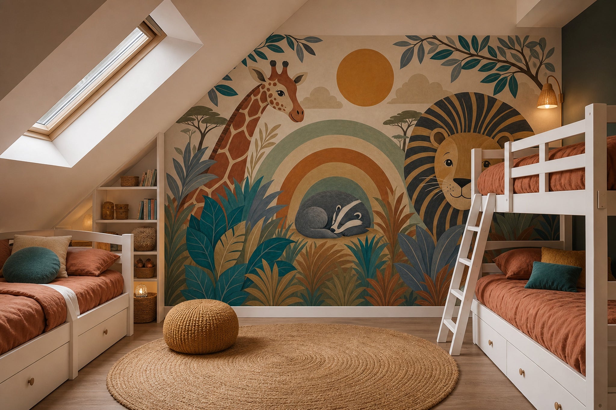 Nursery Wall Mural Wallpaper Safari Rainbow Arches Wall Mural