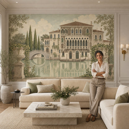 Venetian Canal Wallpaper Palazzo Gondola Removable Wall Decor