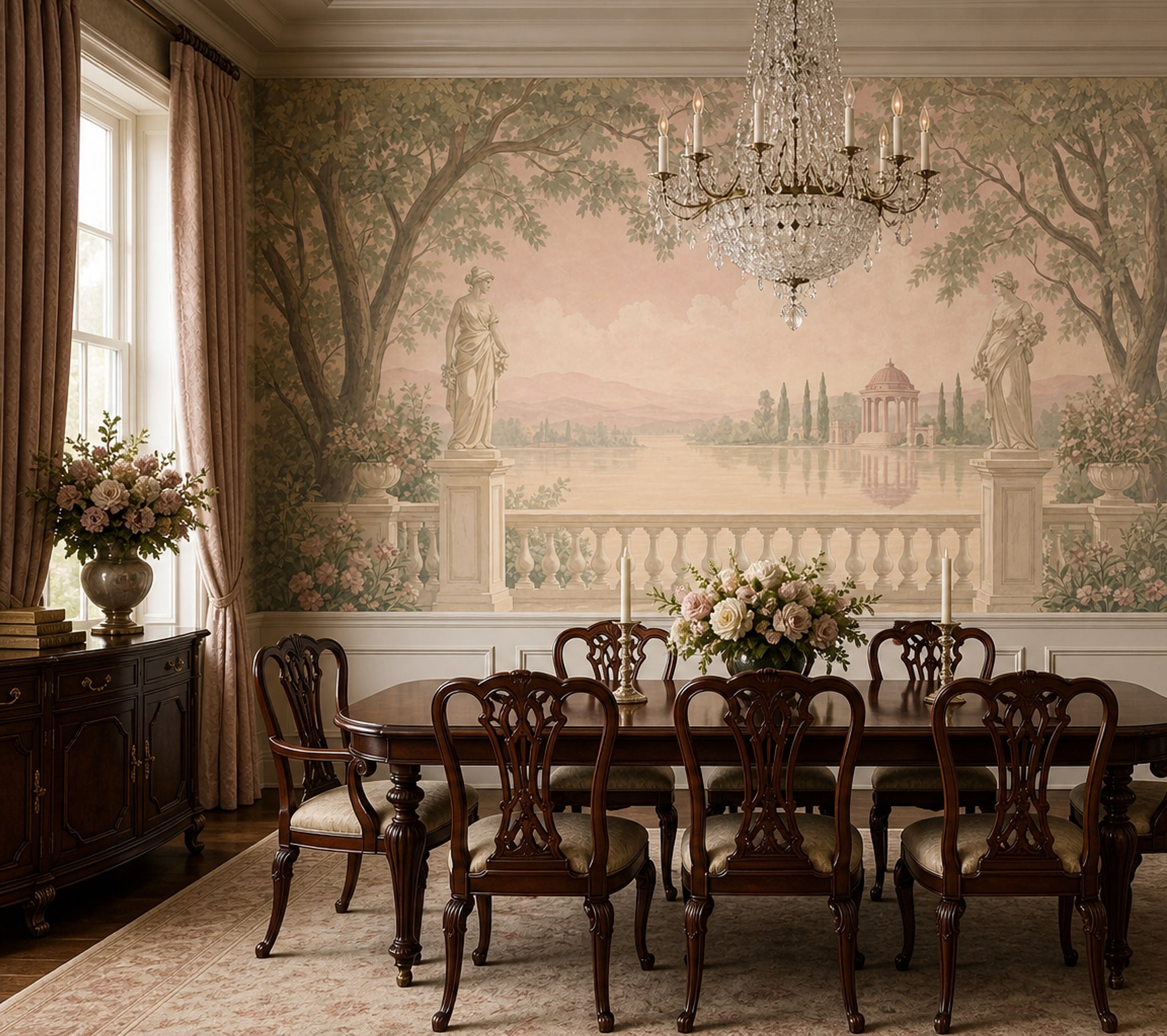 Walls Wallpaper Garden Terrace Removable Neoclassical Wall Decor