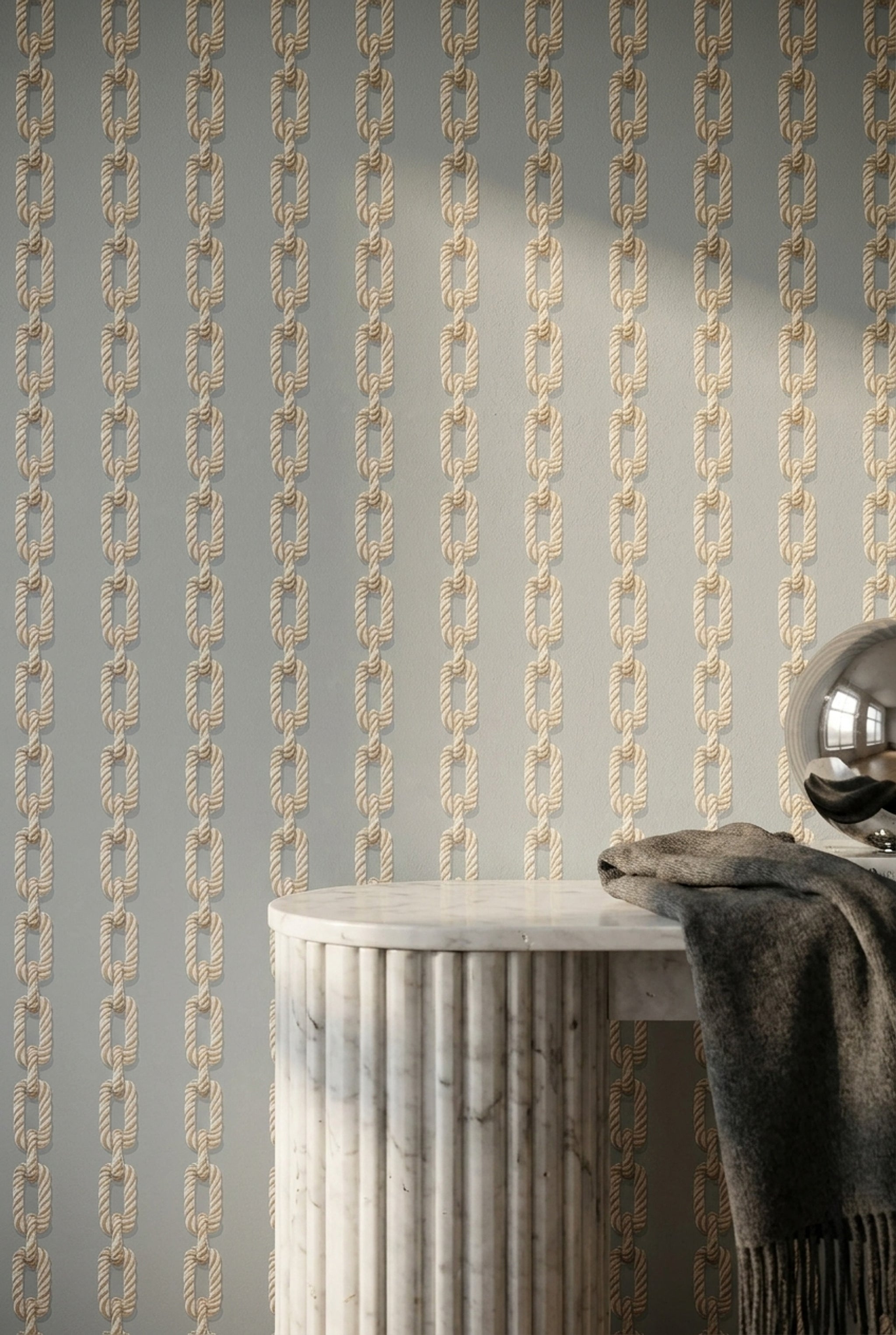 Nautical Rope Wallpaper Chain Links Coastal Decorative Mural