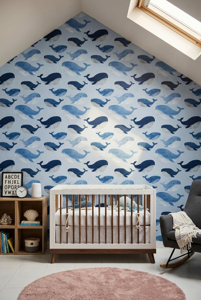 Whales Wallpaper Ocean Removable Coastal Wall Double Roll