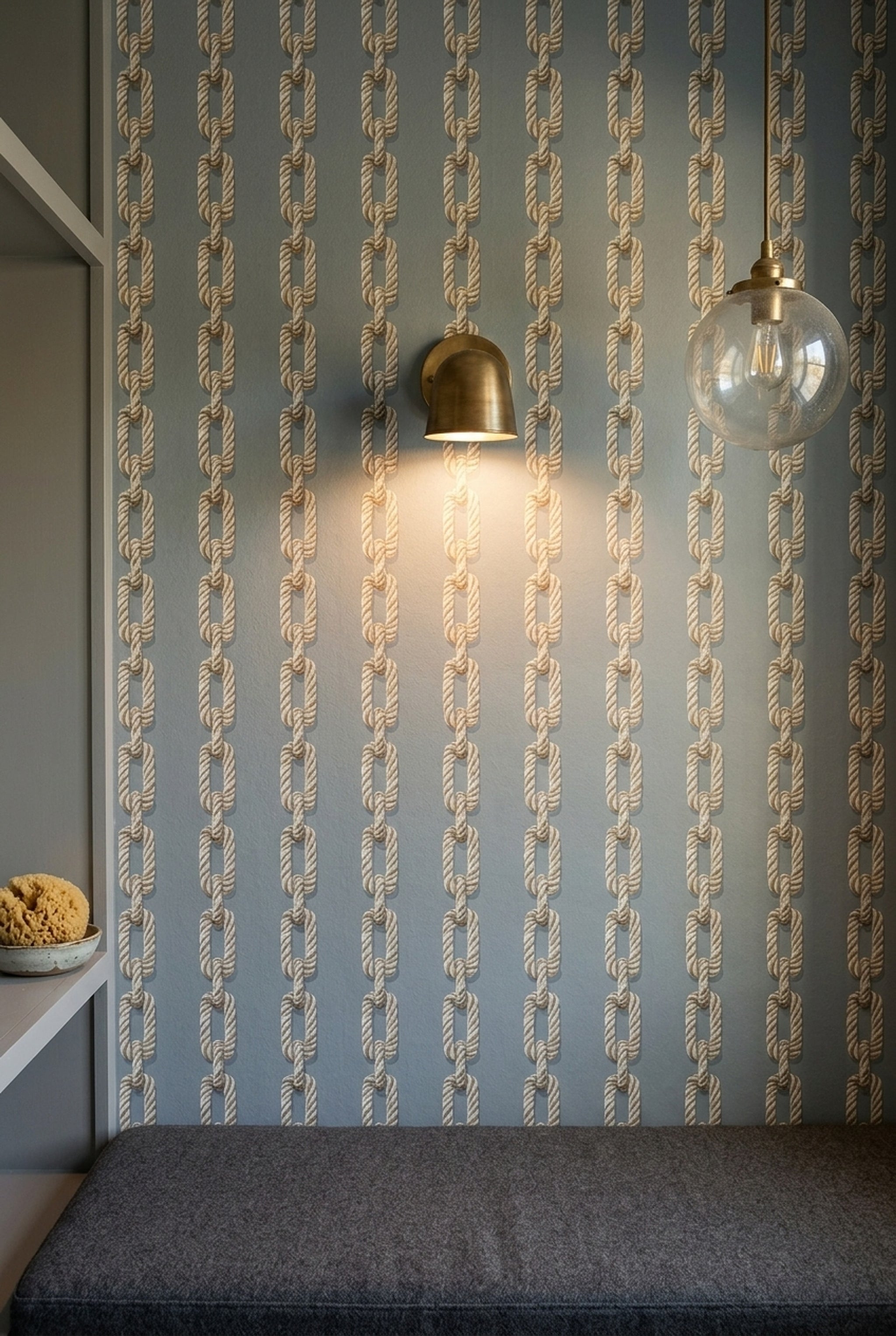 Nautical Rope Wallpaper Chain Links Coastal Decorative Mural