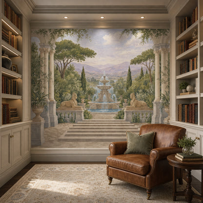 Classical Garden Wallpaper Fountain Columns And Arches Wall Mural