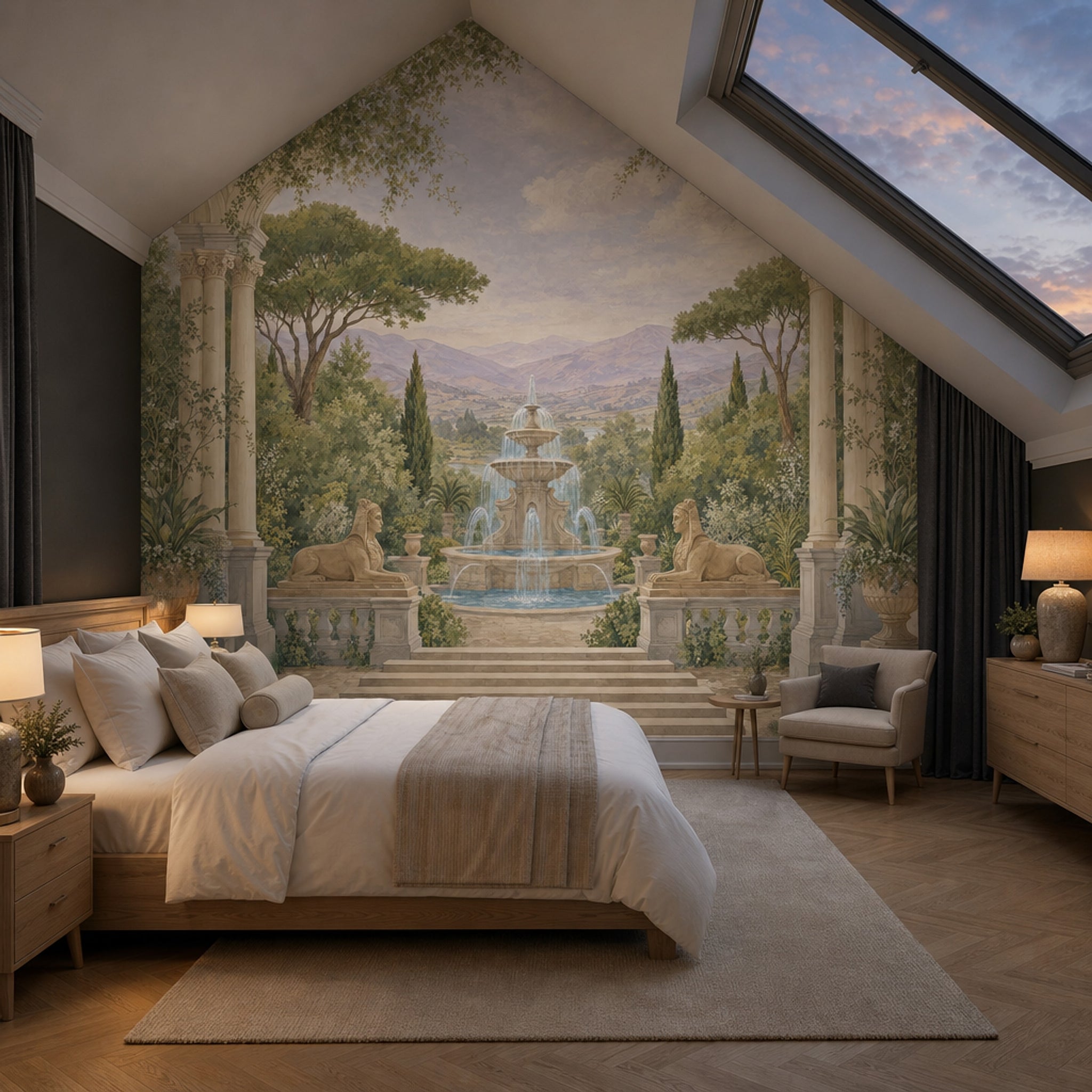 Classical Garden Wallpaper Fountain Columns And Arches Wall Mural