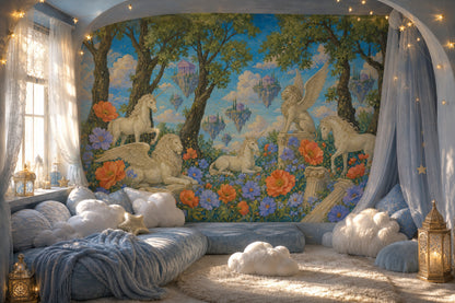 Fantasy Landscape Wallpaper Floating Islands Removable Classical Temples Wall Decor