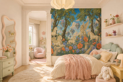 Fantasy Landscape Wallpaper Floating Islands Removable Classical Temples Wall Decor