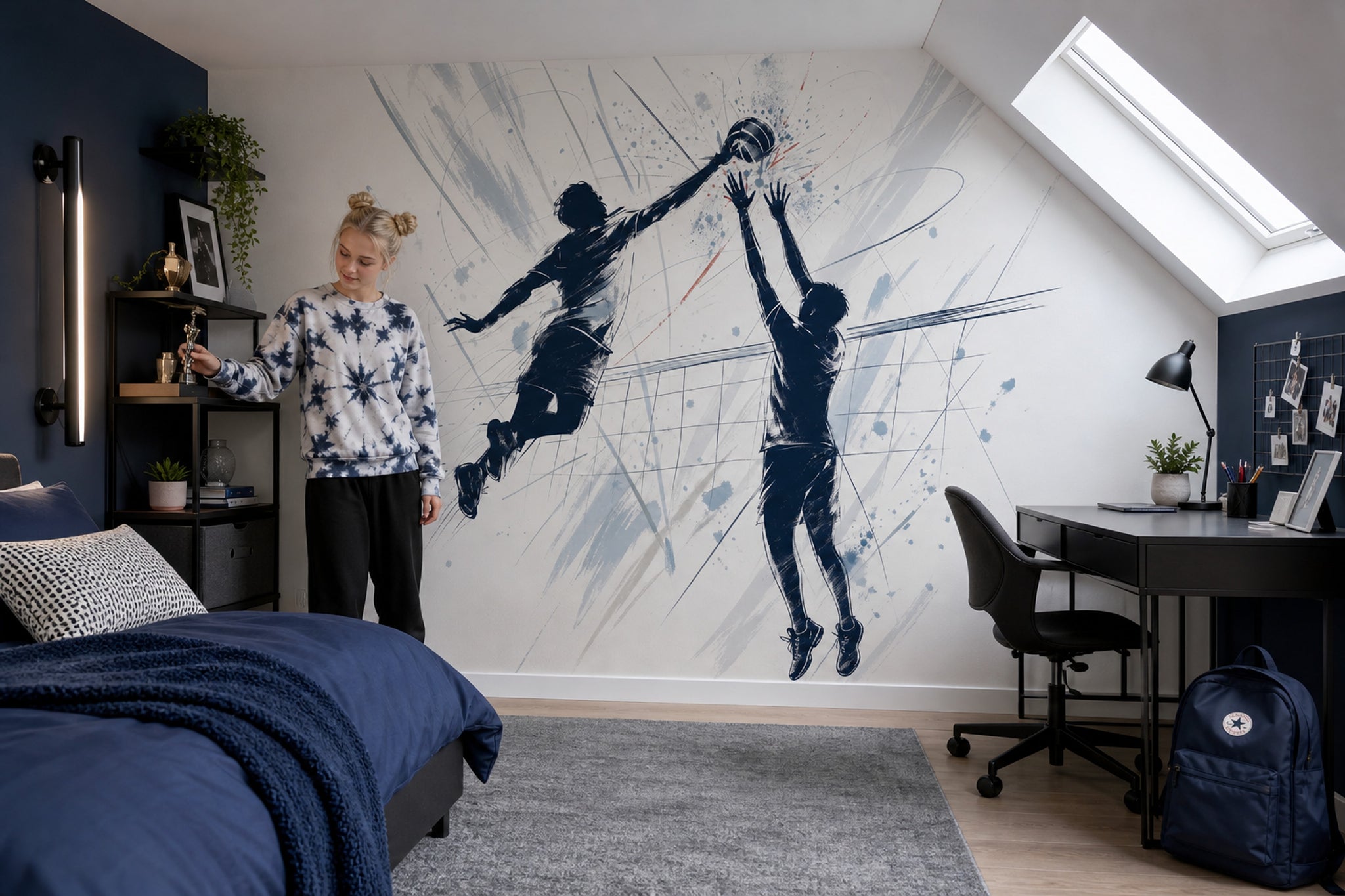 Bright Background Wallpaper Volleyball Sport Removable Wall Decor