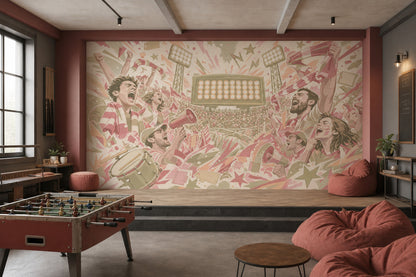 Sports Stadium Wallpaper Cheering Fans Scoreboard Wall Mural