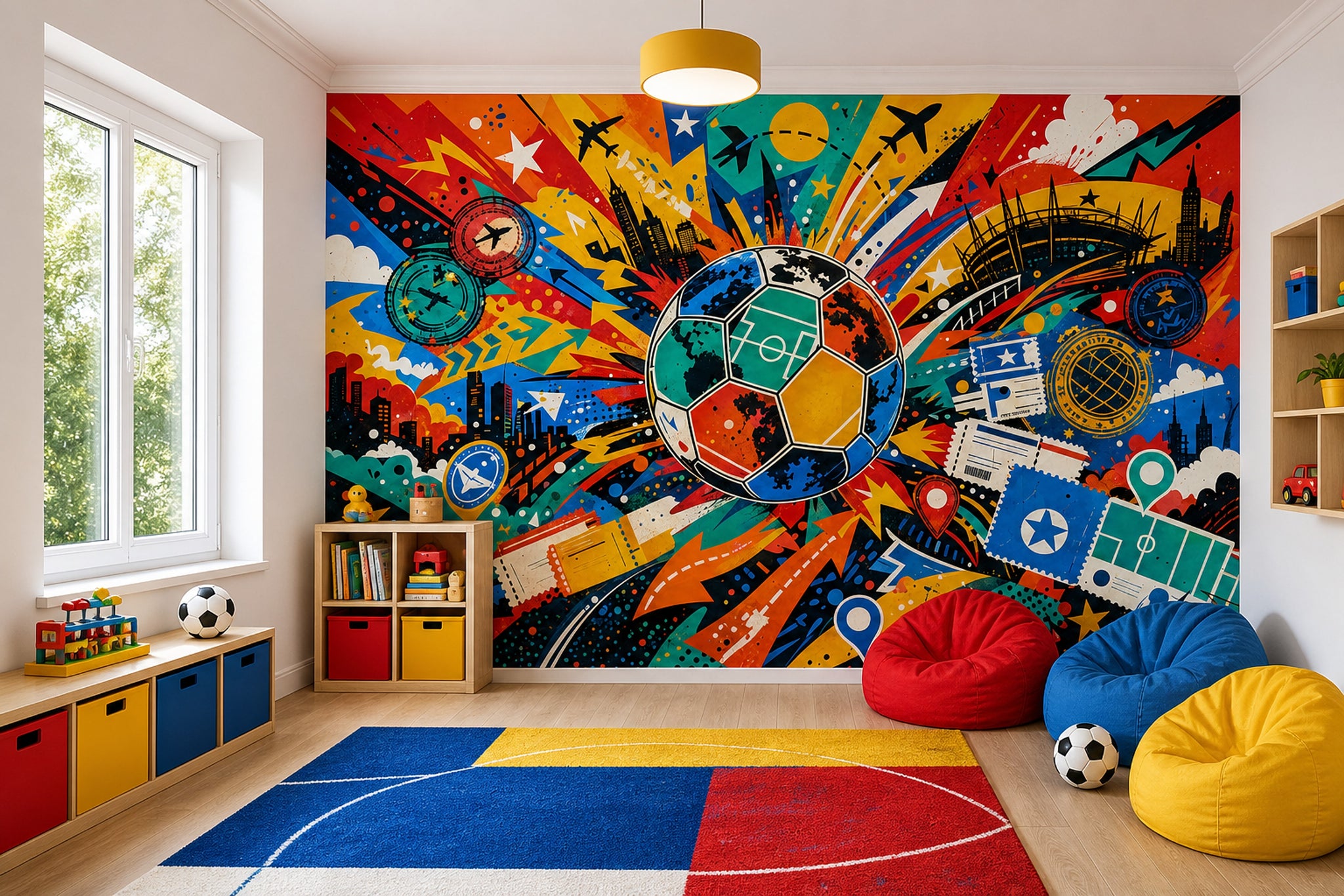 Soccer Wallpaper Sports Removable Travel Wall Decor