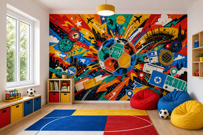 Soccer Wallpaper Sports Removable Travel Wall Decor