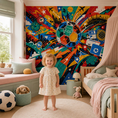 Soccer Wallpaper Sports Removable Travel Wall Decor