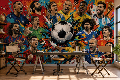 Sports Collage Wallpaper Soccer Removable Trophy Wall Decor