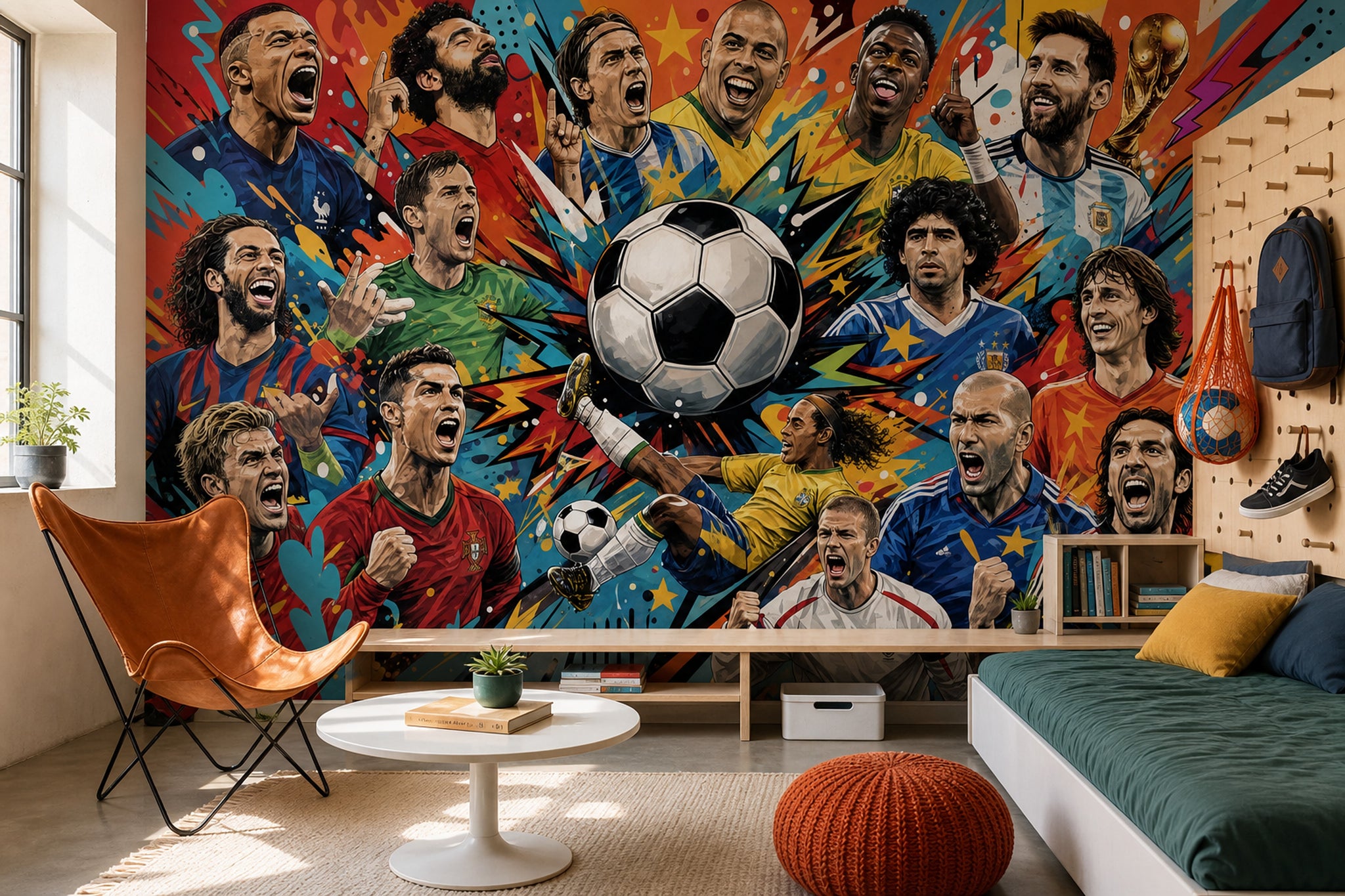 Sports Collage Wallpaper Soccer Removable Trophy Wall Decor