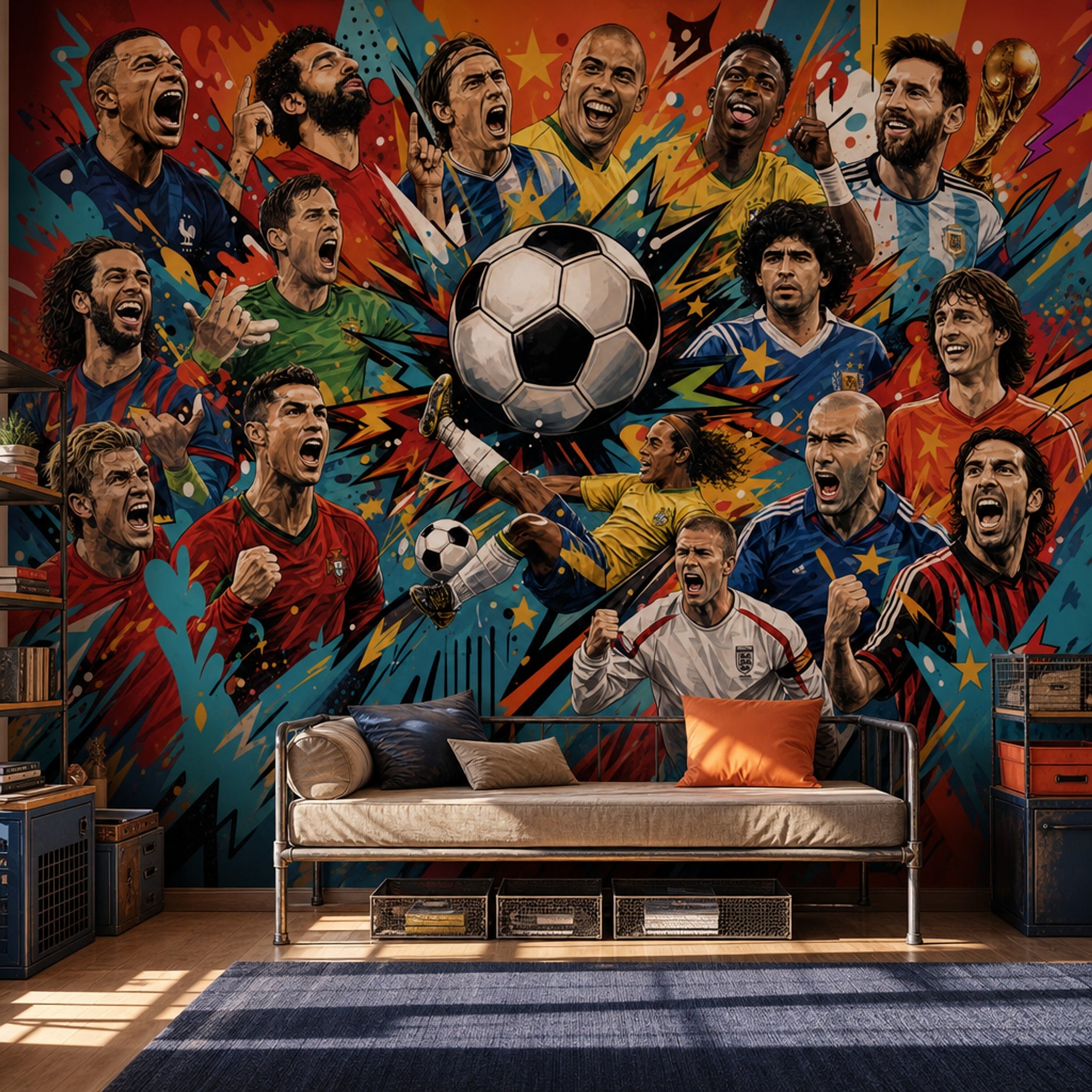 Sports Collage Wallpaper Soccer Removable Trophy Wall Decor