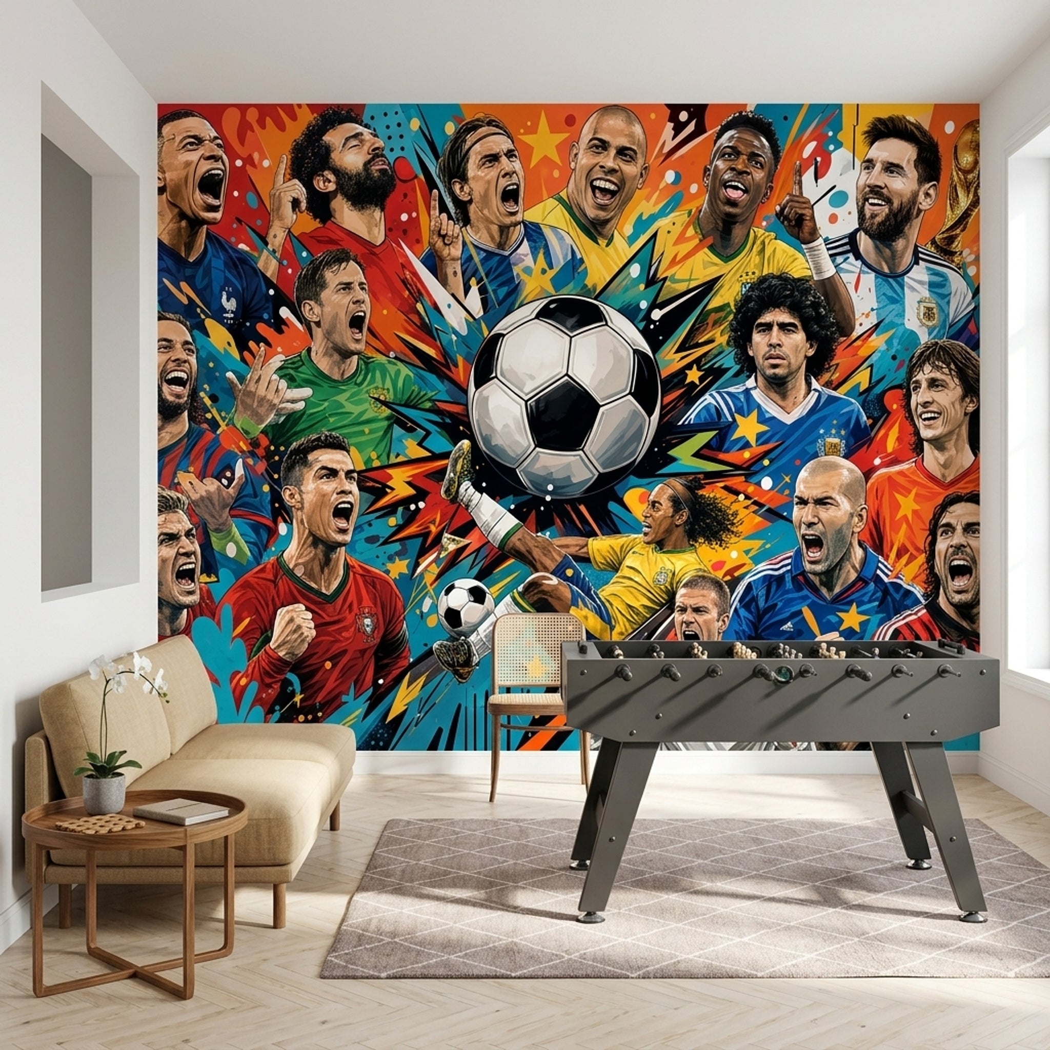 Sports Collage Wallpaper Soccer Removable Trophy Wall Decor