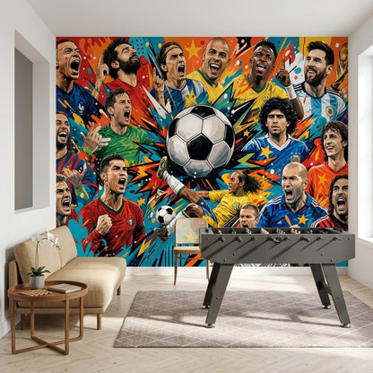 Sports Collage Wallpaper Soccer Removable Trophy Wall Decor