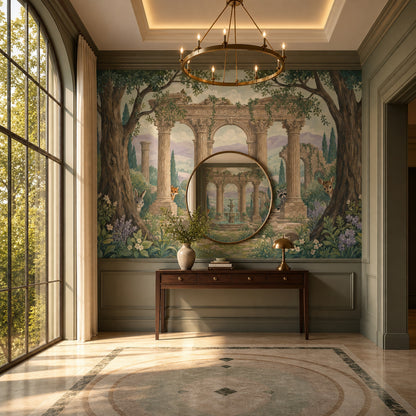 Mediterranean Garden Wallpaper Classical Ruins Woodland Animals Wall Mural
