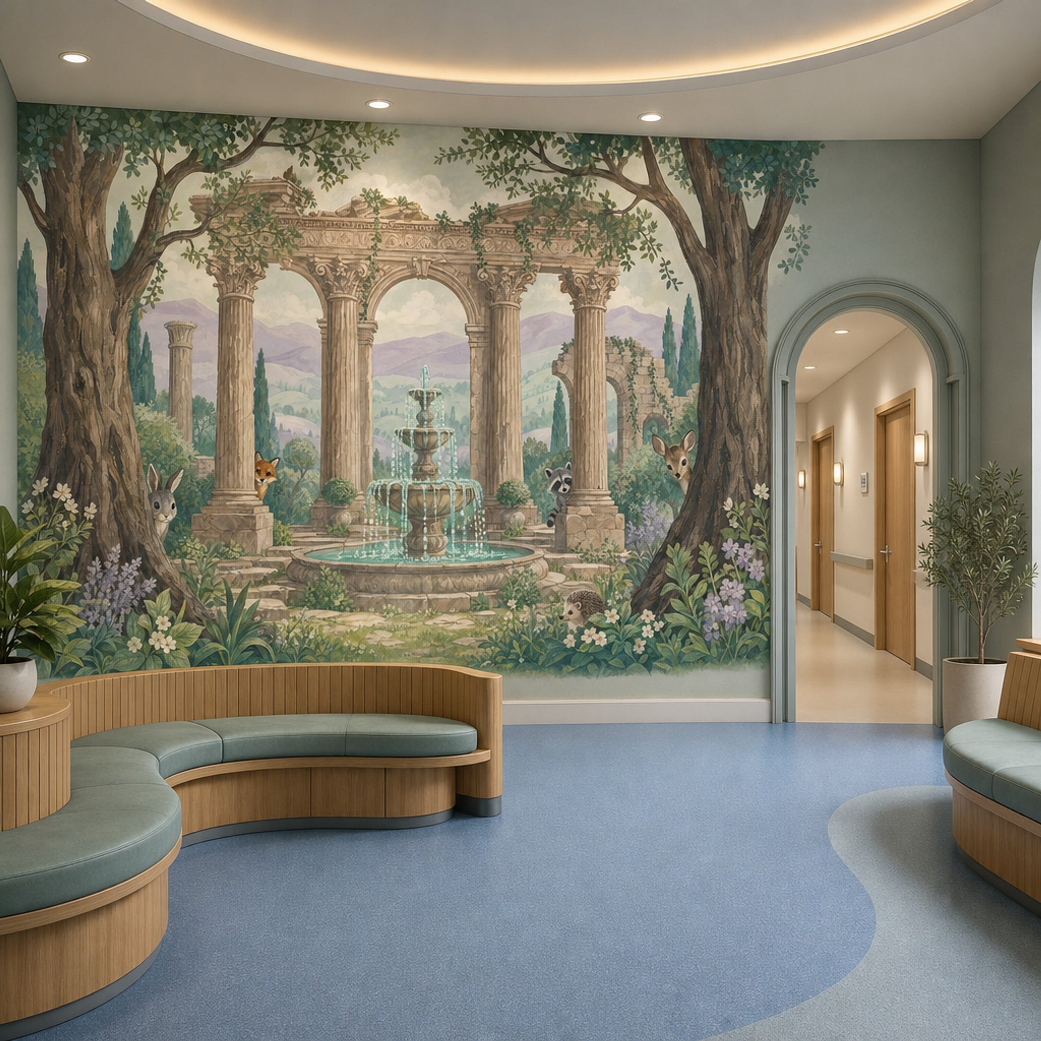 Mediterranean Garden Wallpaper Classical Ruins Woodland Animals Wall Mural