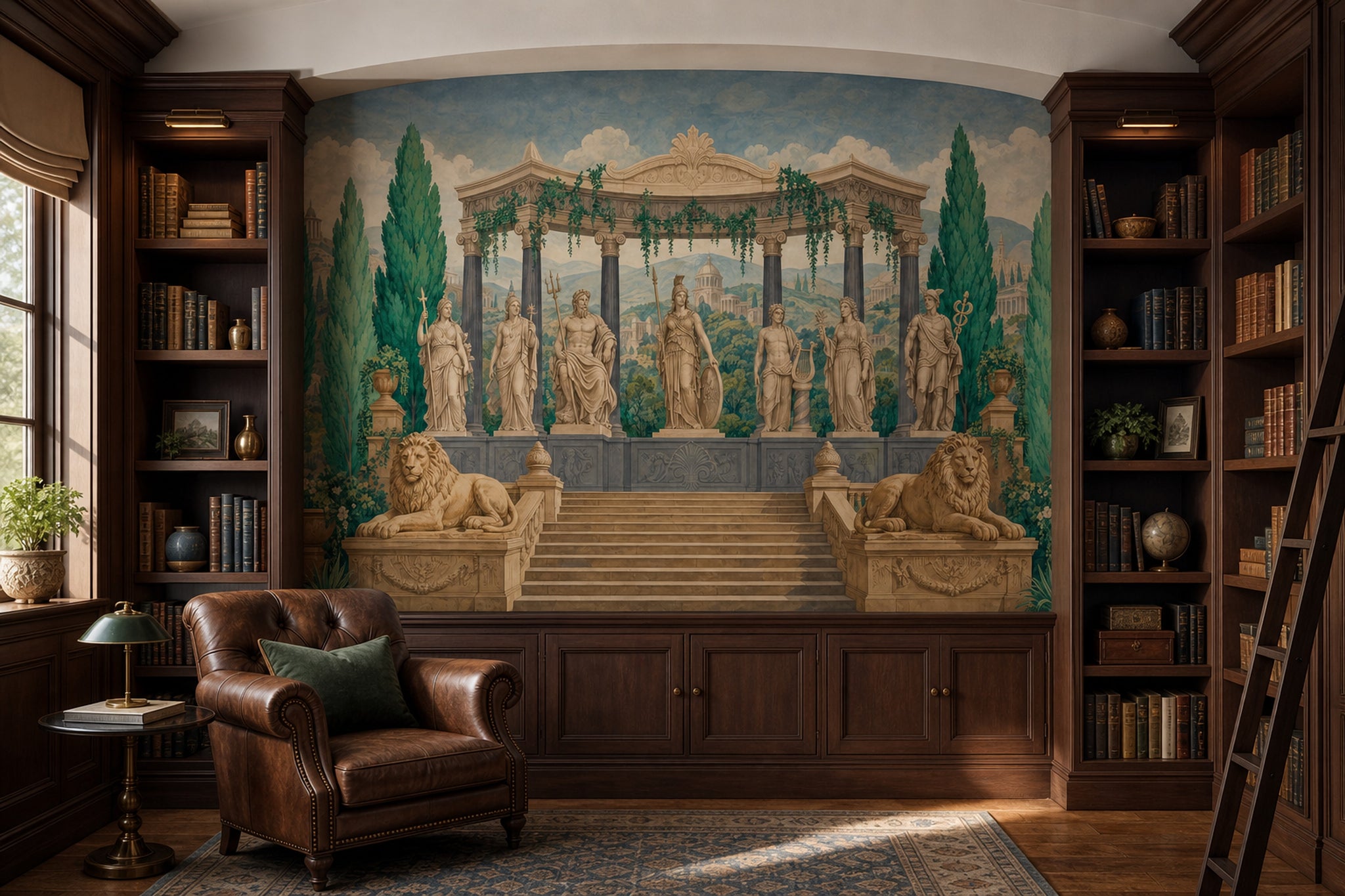 Ancient Temple Wallpaper Classical Landscape Greco Roman Statues Removable Wall Decor