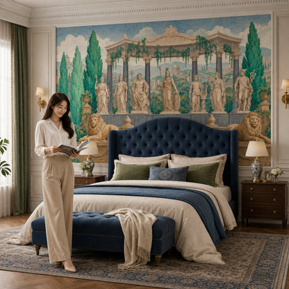 Ancient Temple Wallpaper Classical Landscape Greco Roman Statues Removable Wall Decor