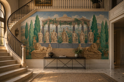 Ancient Temple Wallpaper Classical Landscape Greco Roman Statues Removable Wall Decor