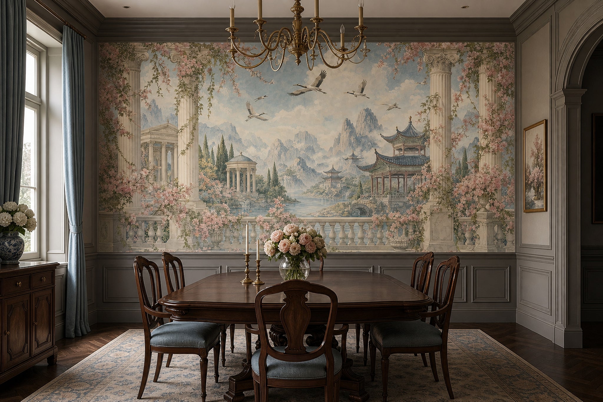 Pink Cherry Wallpaper Blossom Floral Wall Mural