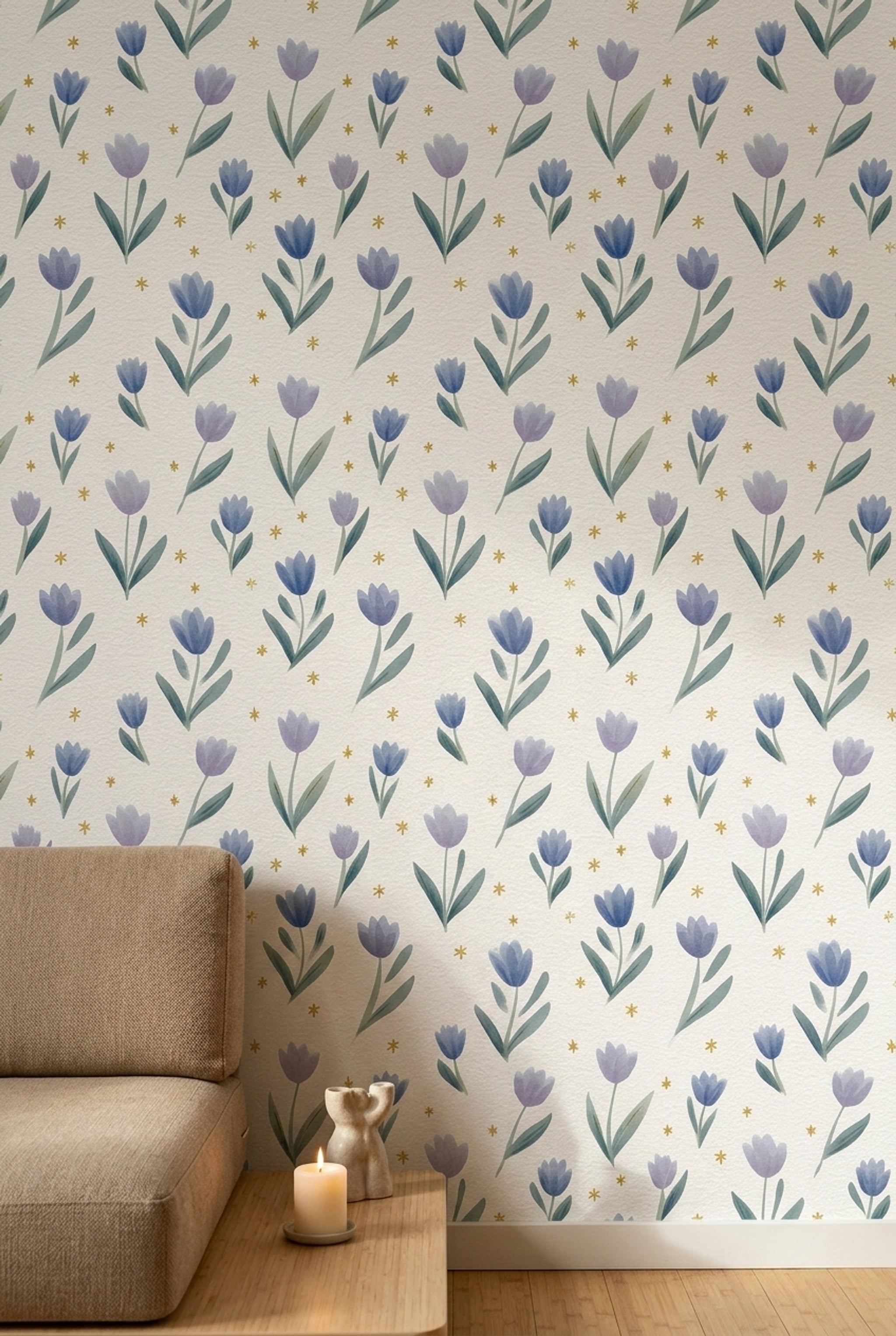 White Background Wallpaper Textured Floral Removable Wall Decor