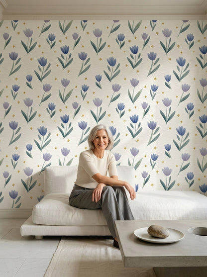 White Background Wallpaper Textured Floral Removable Wall Decor