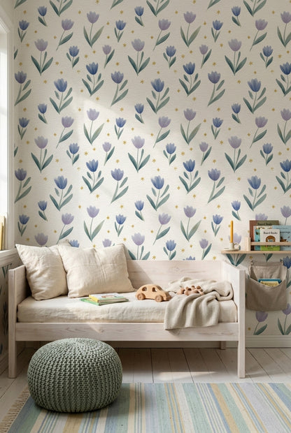 White Background Wallpaper Textured Floral Removable Wall Decor