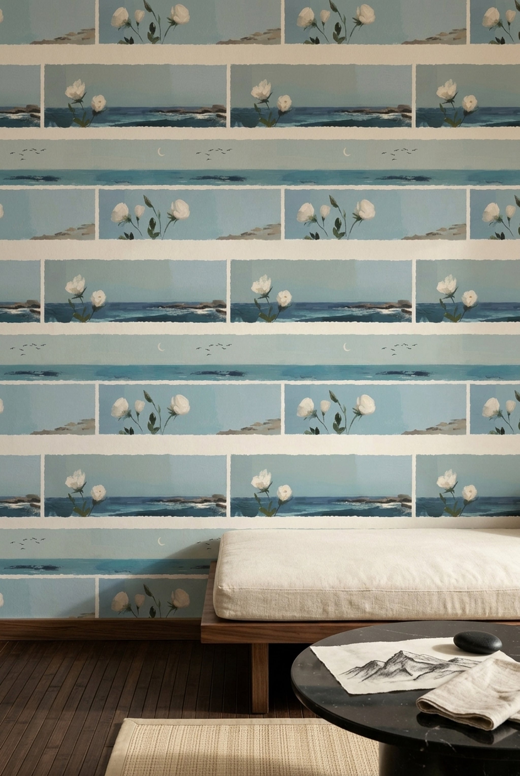 Coastal Landscape Wallpaper Ocean Calm Serene Removable Wall Decor