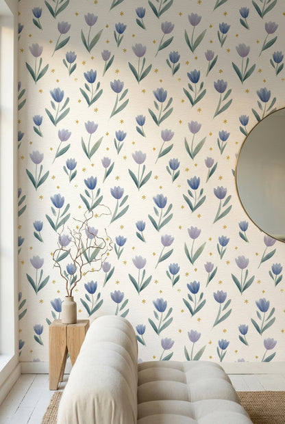 White Background Wallpaper Textured Floral Removable Wall Decor