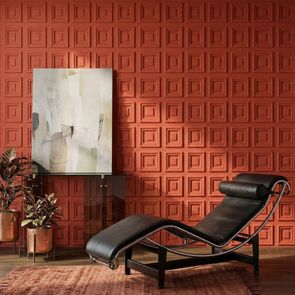 3D Relief Wallpaper Concentric Squares Removable Stucco Texture Wall Double Roll