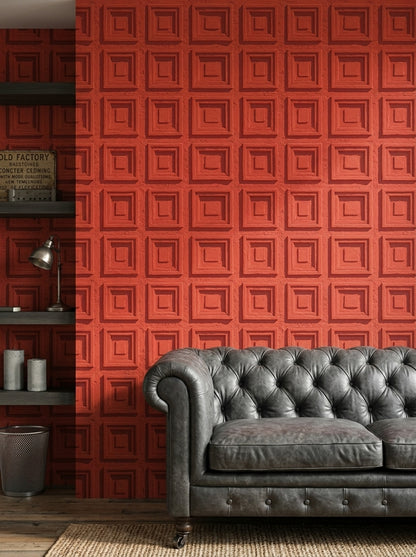 3D Relief Wallpaper Concentric Squares Removable Stucco Texture Wall Double Roll
