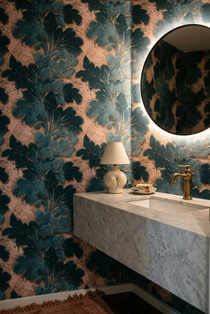 Damask Floral Wallpaper Ornate Leaves Removable Vintage Distressed Wall Double Roll