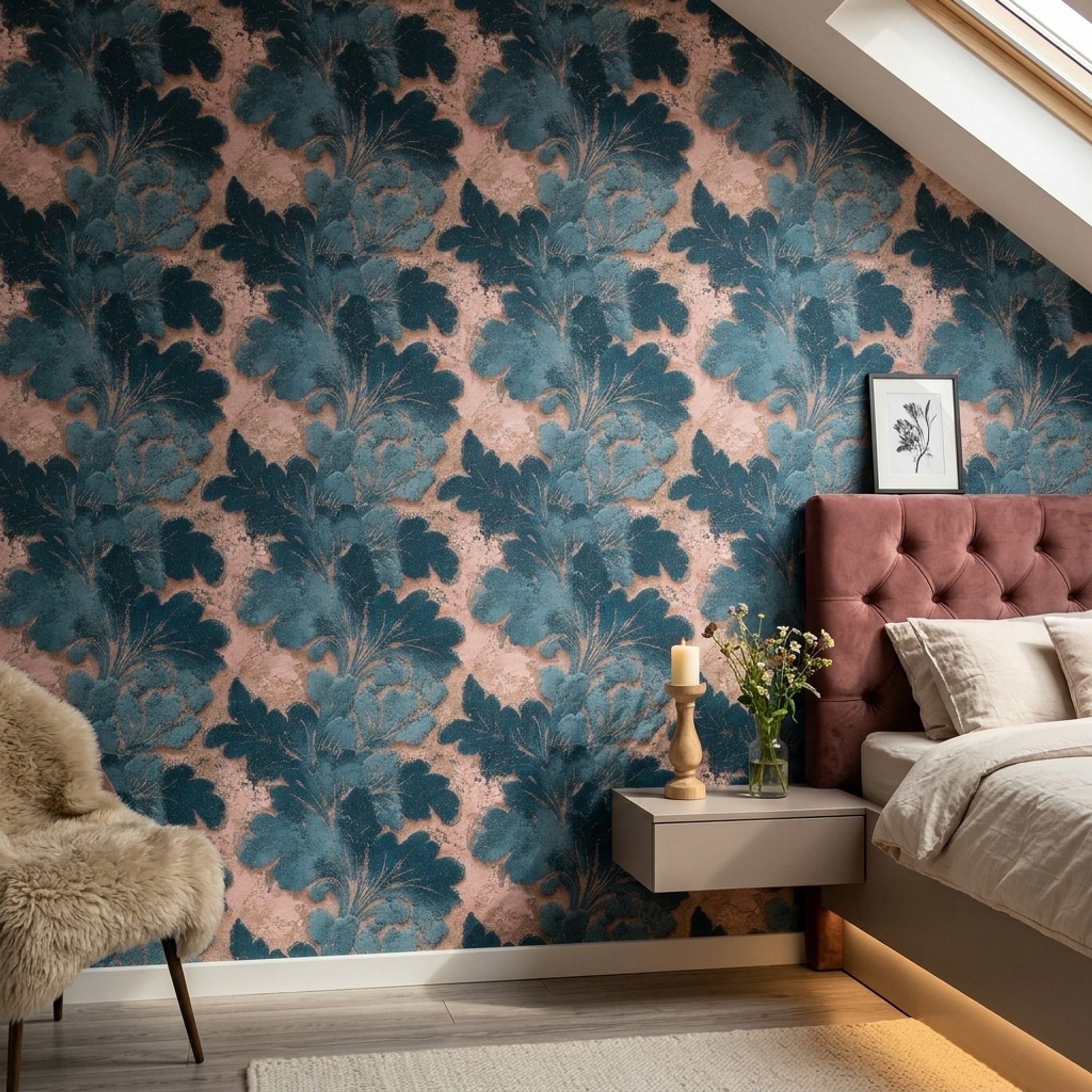 Damask Floral Wallpaper Ornate Leaves Removable Vintage Distressed Wall Double Roll