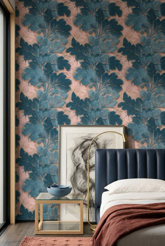 Damask Floral Wallpaper Ornate Leaves Removable Vintage Distressed Wall Double Roll