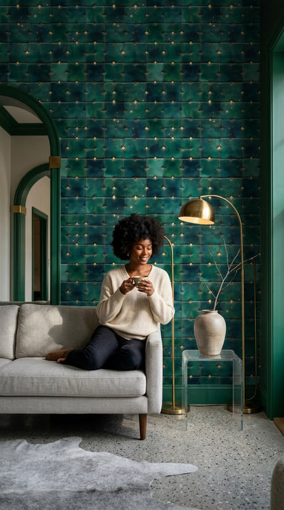 Geometric Tile Wallpaper Moroccan Mosaic Glazed Ceramic Removable Wall Decor