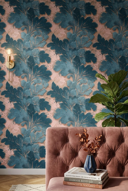 Damask Floral Wallpaper Ornate Leaves Removable Vintage Distressed Wall Double Roll