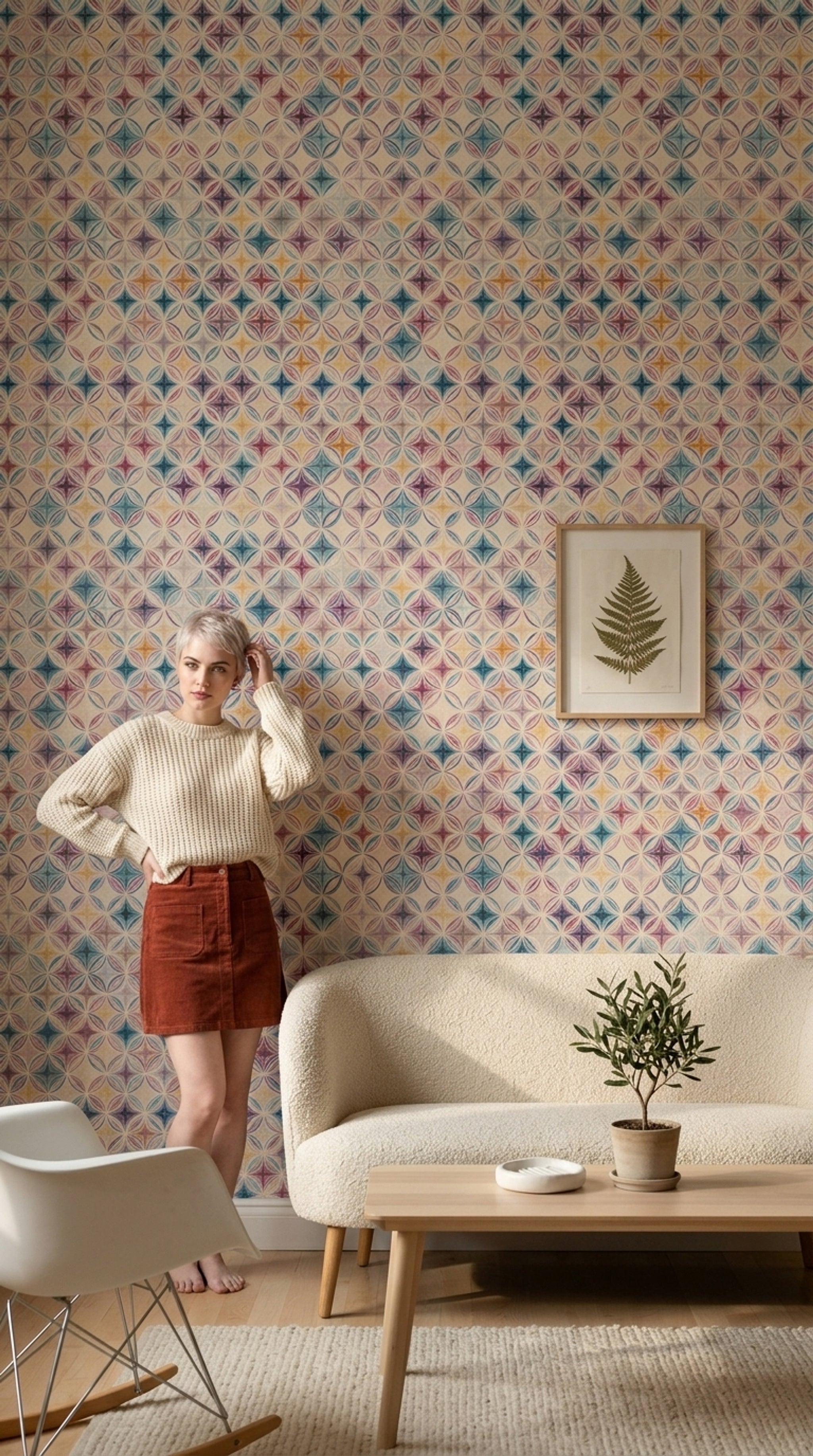 Mid Century Modern Wallpaper Retro Geometric Decorative Mural