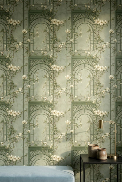 Muted Green Wallpaper Botanical Removable Floral Wall Double Roll