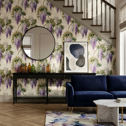 Wisteria Wallpaper Botanical Floral Cascading Blossoms Removable Wall Decor