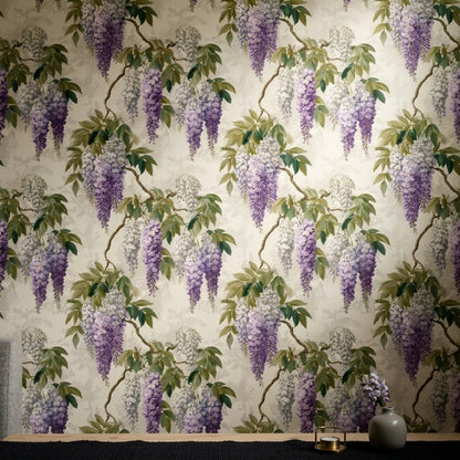 Wisteria Wallpaper Botanical Floral Cascading Blossoms Removable Wall Decor
