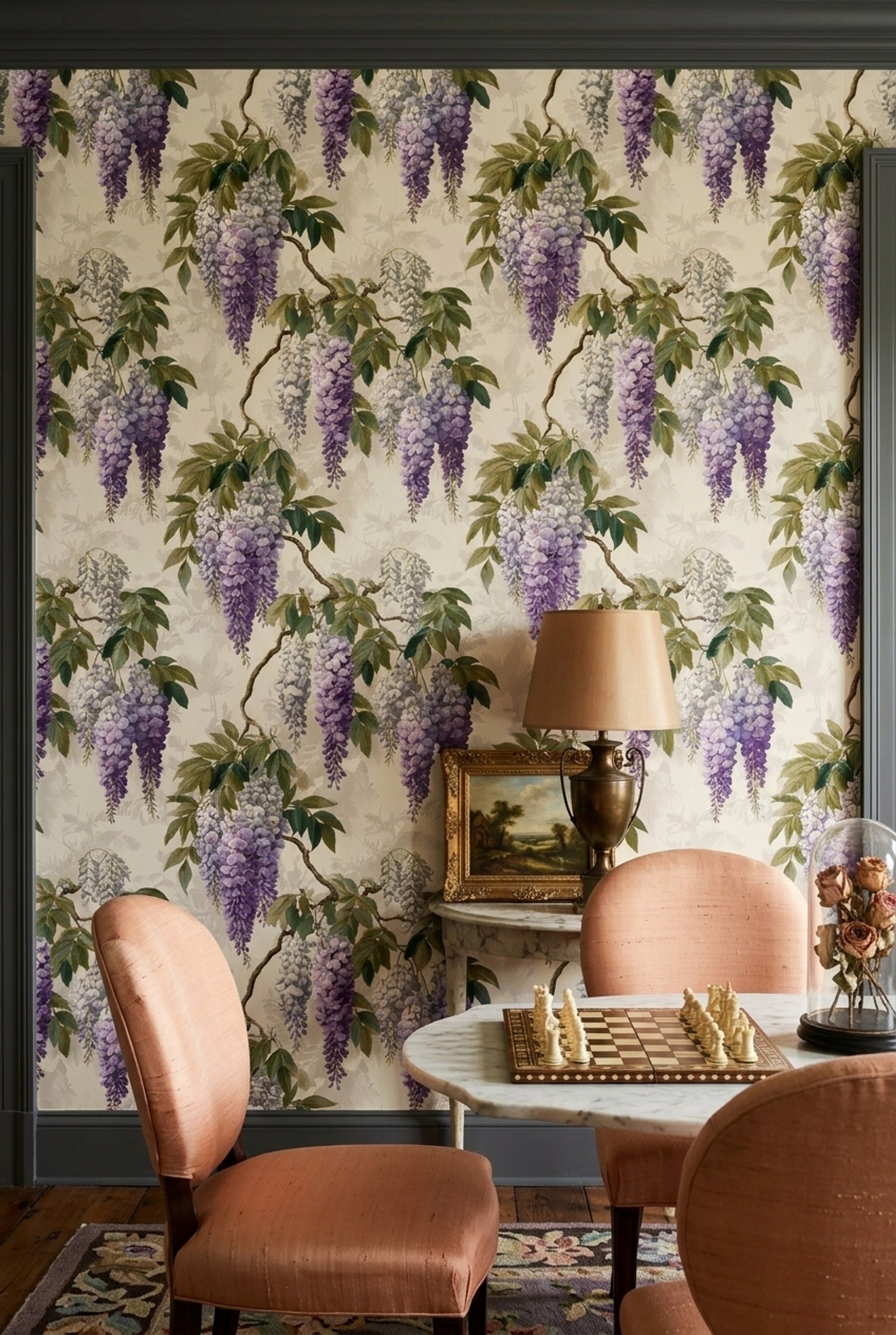 Wisteria Wallpaper Botanical Floral Cascading Blossoms Removable Wall Decor
