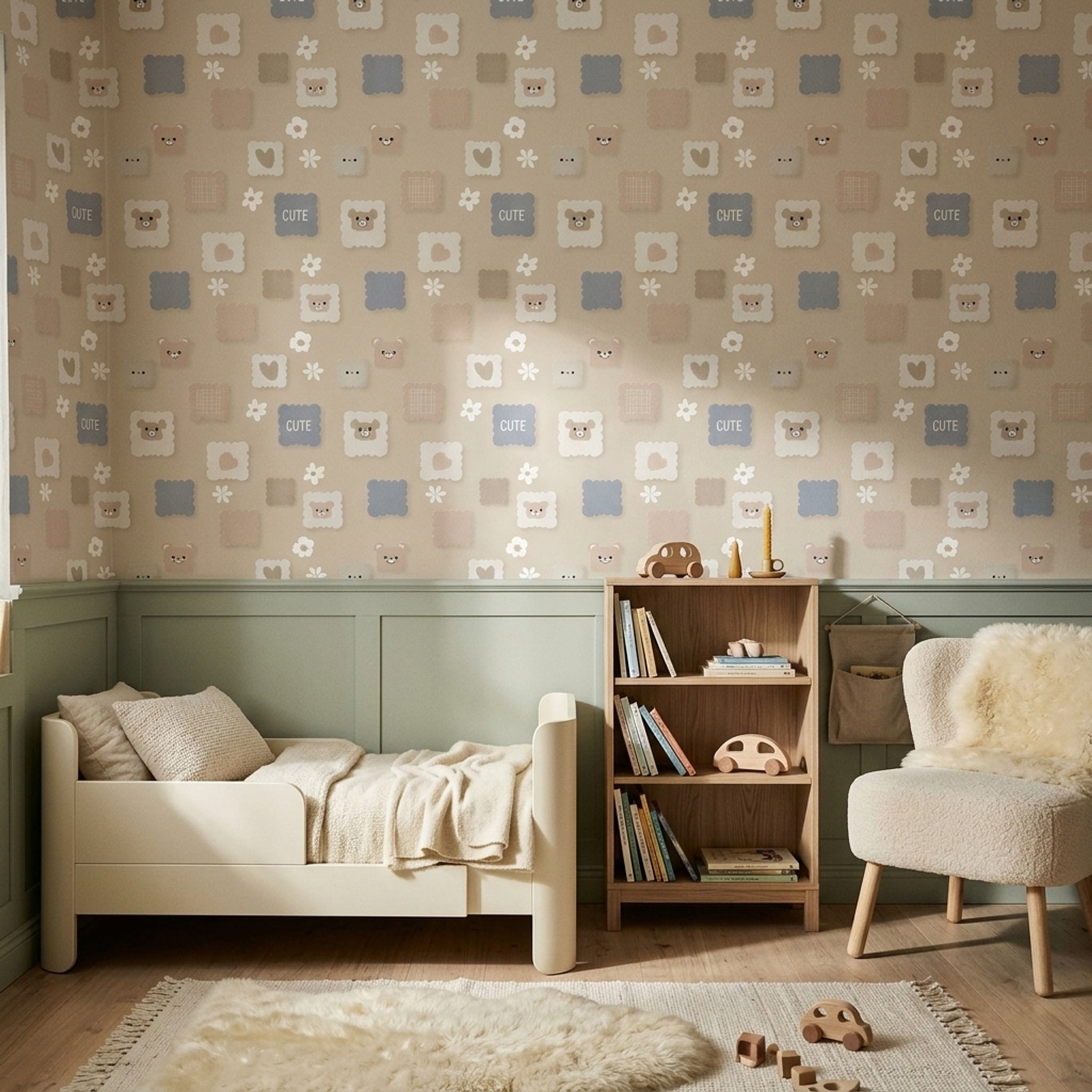 Teddy Bear Wallpaper Nursery Pastel Decorative Mural