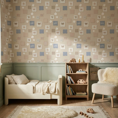 Teddy Bear Wallpaper Nursery Pastel Decorative Mural