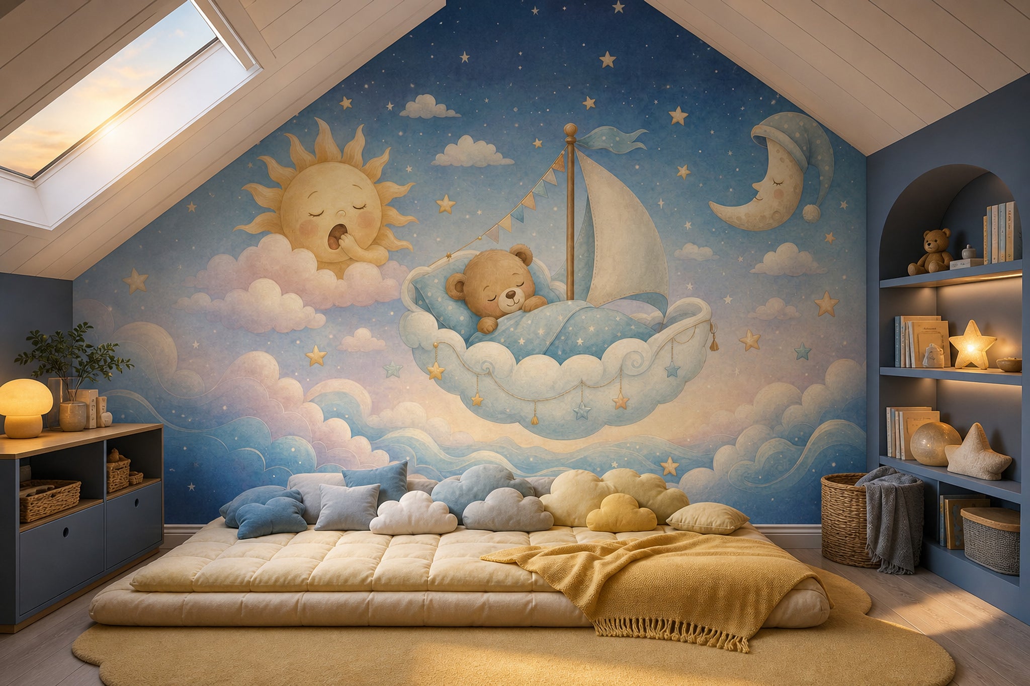 Nursery Wallpaper Sleepy Removable Teddy Bear Wall Decor